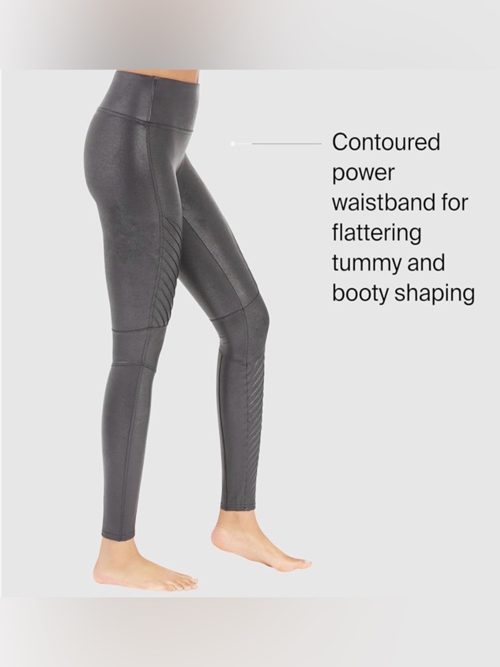 SPANX Shape Faux Leather Moto Leggings in Gunmetal - Picture 7 of 12